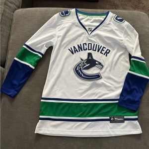 Fanatics White and Blue Vancouver Hockey Jersey